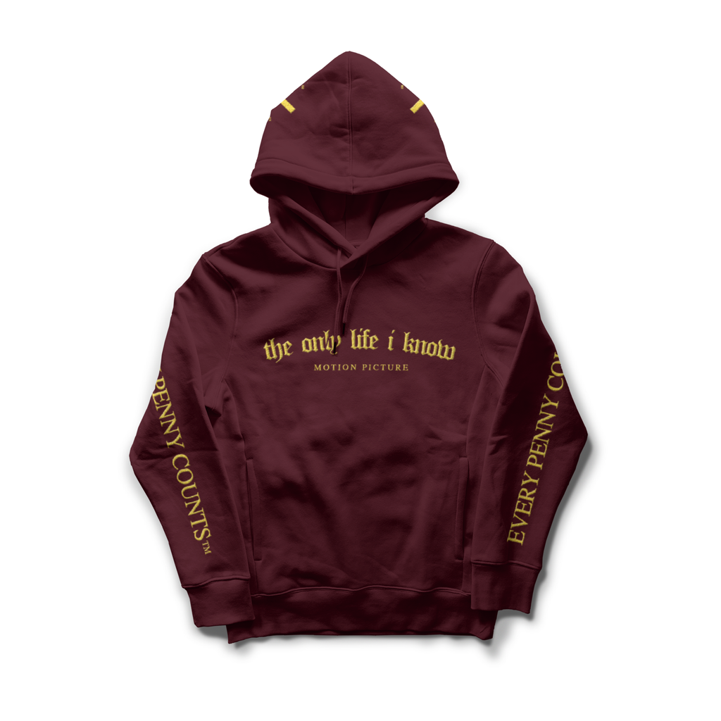 Limited Edition Only Life Hoodie-Burgundy/Yellow